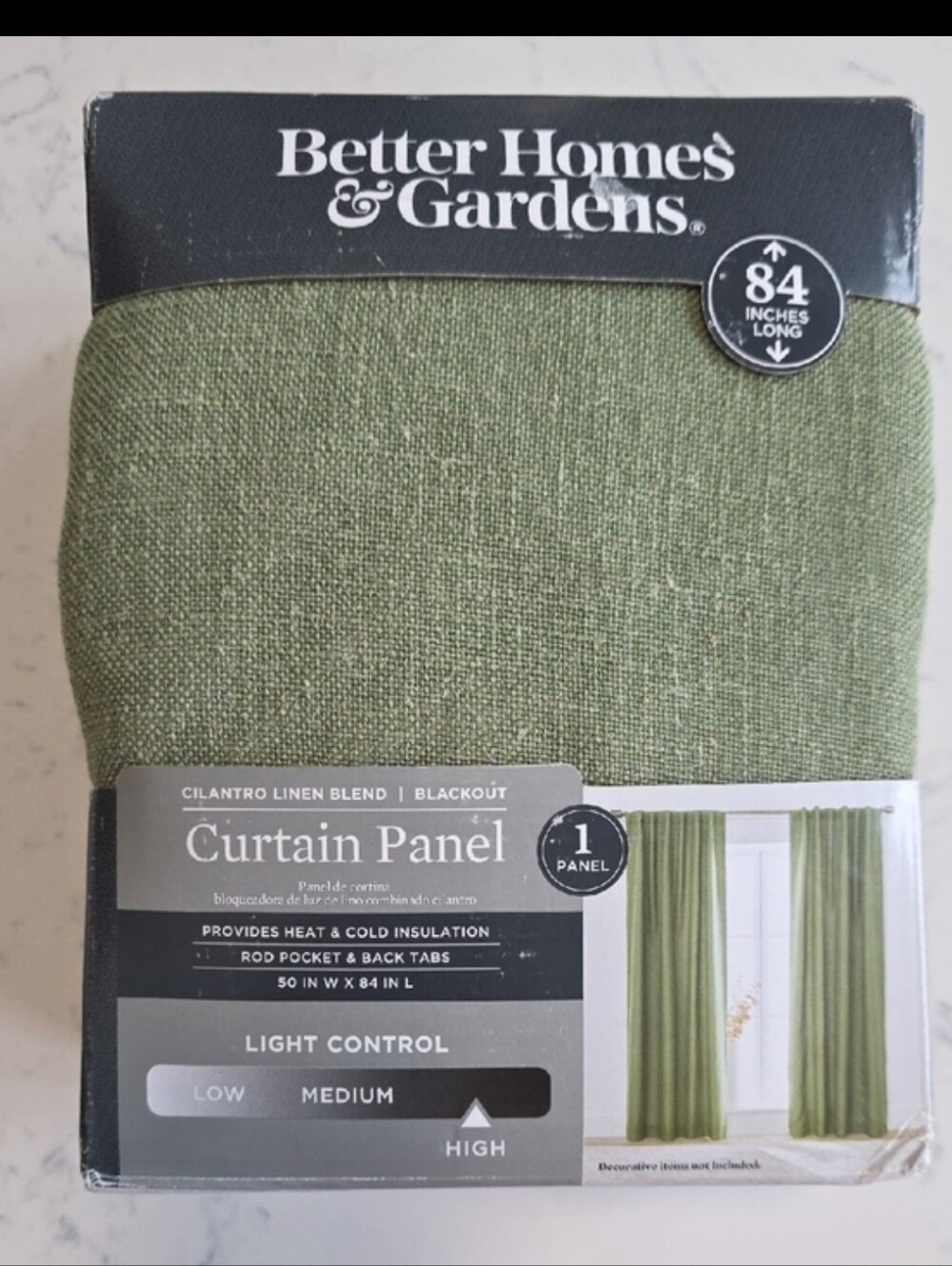 Better Homes And Gardens Cilantro Linen Blend Green Curtain Panel